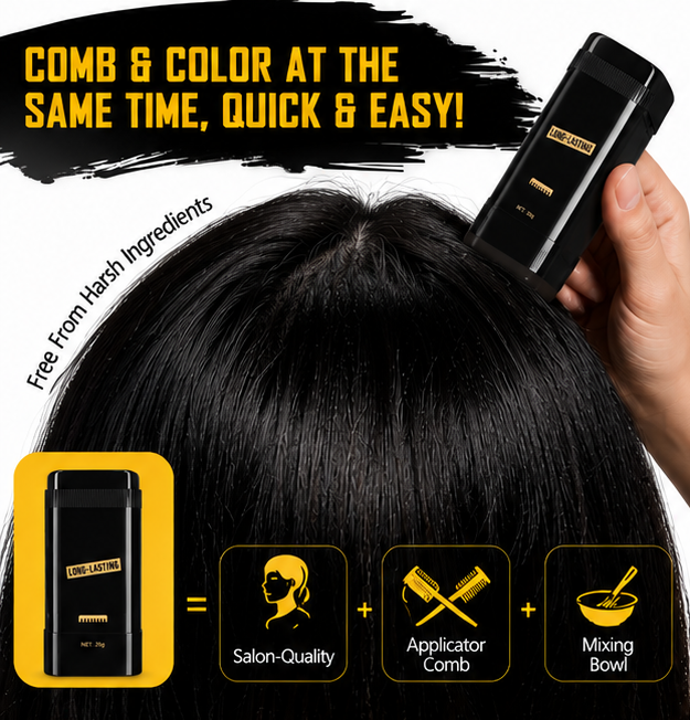 InstaBlack 2-in-1 Root Touch-Up Stick — Waterproof Instant Hair Color