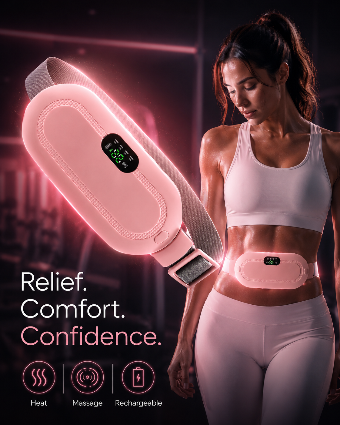 WarmEase™ Portable Heating Massage Belt — Period Pain & Back Cramp Relief