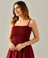 IndigoFlow™ Smocked Midi Dress — Effortless Everyday Style for Women