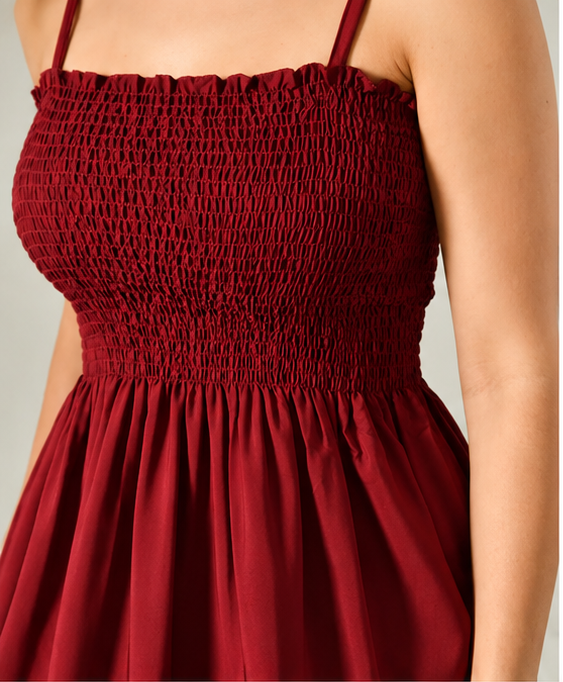 IndigoFlow™ Smocked Midi Dress — Effortless Everyday Style for Women
